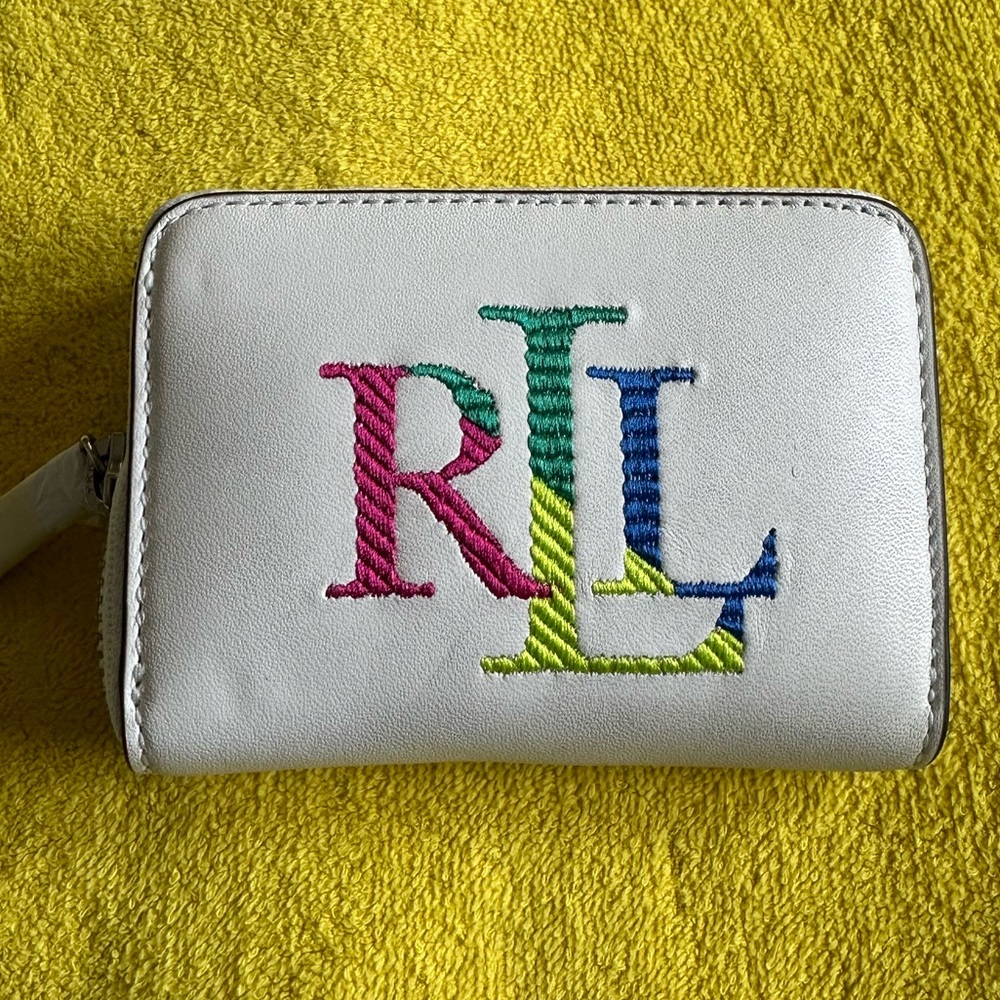 Ralph Lauren compact wallet RLL white leather